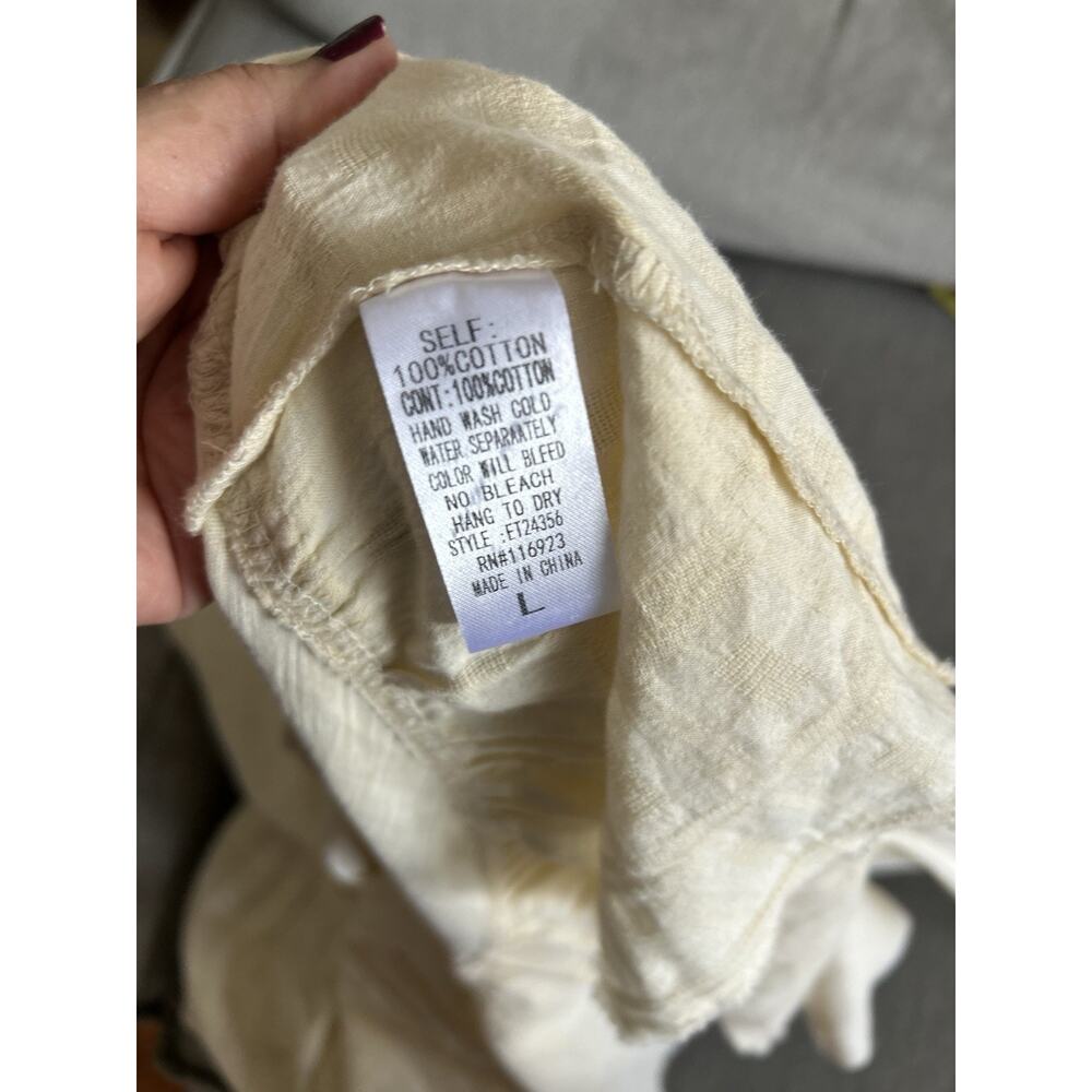 Anthropologie Tunic Shirt Beige Lagenlook Size L Oversized Boho - Picture 10 of 12